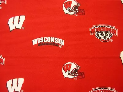 £16.67 • Buy UNIVERSITY OF WISCONSIN BADGERS Red COTTON FABRIC 1/4 YARD Mask FREE SHIP New