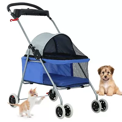 Pet Stroller Folding Waterproof Portable Travel Cat Dog Stroller With Cup Holder • $64.16