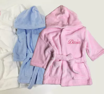 Personalised Baby Robe Bath Dressing Gown Embroidered Boy Girl Gift Crown Soft • £13.99