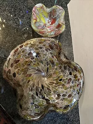 TWO AWESOME Dino Martens Murano  Ashtray Bowl Cenedese Glass Da Ros Tutti Frutti • $188.98