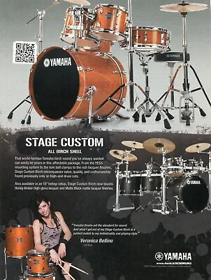 2012 Print Ad Of Yamaha Stage Custom Birch W Veronica Bellino Of Jeff Beck LOA • £9.63