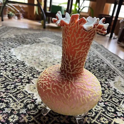 Art Glass Vase With Applied Coralene Stunning! Uv Reactive • $350