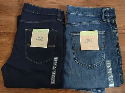 M&S Mens Slim Fit Stretch Jeans 30/32/34/38/40 X LONG (35  Inside Leg) • £14.99