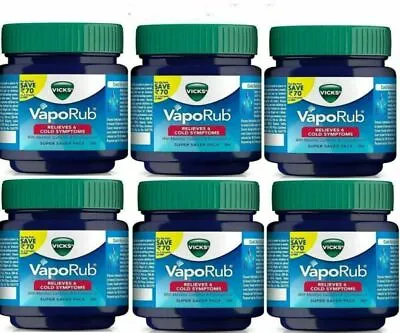 6 X Vicks Vaporub 50ml Balmblock Nose Cough Nasal Congestion Headache 50ml Each • $31.18