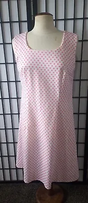 £8 • Buy Vintage Pink Polka Dot Dress 60s-70s Size 12