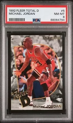 Michael Jordan 1992 Fleer Total D #5 Chicago Bulls NBA Basketball PSA 8 NM-MT • $199.99