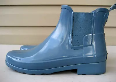 Hunter Womens Original Chelsea Waterproof Boots Blue Ankle Rubber Women's US 7 • $34.90