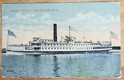 Steamer  Vermont  Lake Champlain New York NY Postcard PC Cir 1909 Valentine • $4.98