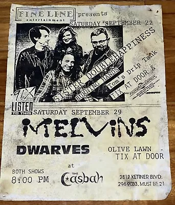 Rare 1990 Melvins Flyer Dwarves Sister Doublehappiness @ Casbah Punk Grunge Kbd • $34.99