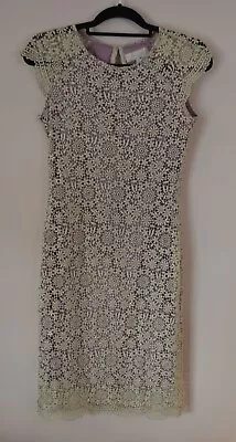 Anthropologie Mignon Doo 4 Pink Gold Lace Overlay Sleeveless Sheath Dress • $49.99