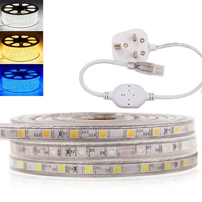 £7.18 • Buy LED Strip Lights 220V 5050 Waterproof Tape Rope Ceiling Outdoor Lighting UK Plug