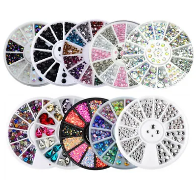 Nail Rhinestones Wheels Crystal Gems Body Art Beads Glitter Decors Costume Craft • £2.39