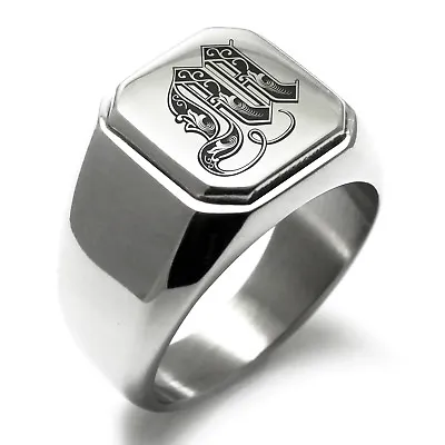 Stainless Steel Monogram Royal Initial M Mens Square Biker Style Signet Ring • $15