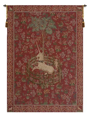 Licorne Captive Rouge French Medieval Unicorn Woven Tapestry Wallhanging NEW • $526