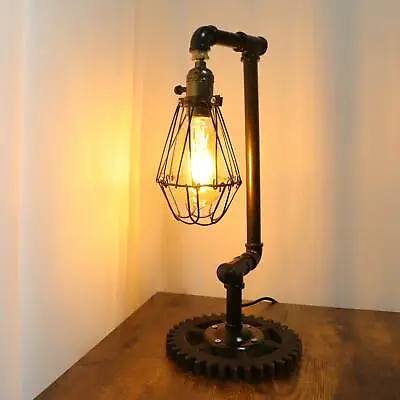 Vintage Water Pipe Desk Light Steampunk Table Lamps Industrial Gear Home Decor • $29.99