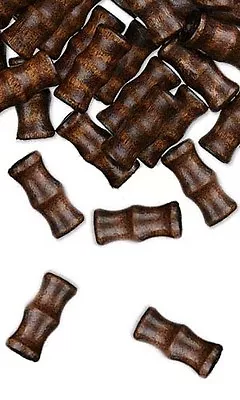 100 Hand Cut Bamboo Dark Brown Boxwood Wooden Loose Wood Tube Beads W/ 3mm Hole • $6.79