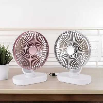 Rechargeable Table Desk Fan Portable Oscillating Rotating 4-Speed Cooling Fan • £15.95