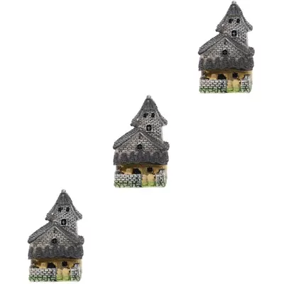  3 Pack Mini Stone House Resin Gnome Fairy Garden Kit Miniature Village • £19.78