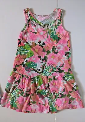 Girl's H&M Pink Floral Butterfly Sleeveless Dress. Size 6-8 • $14.99