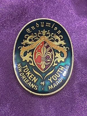 VTG 1981 ENDYMION Mardi Gras Token Of Youth Oval Medallion Favor NEW ORLEANS LA • $19.95