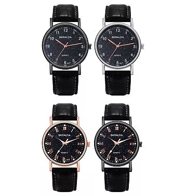 Men's Business Starry Sky Dial Leather Band Waterproof Quartz Wrist Watch Gift • $12.34