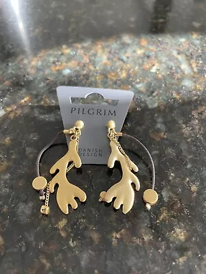 Pilgrim Jewellery Tan And Yellow Moose Reindeer Earrings • $7.99