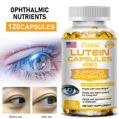 Lutein 40mg & Zeaxanthin - Vision Care Capsules Eye Health Antioxidant Vegan • £7.79