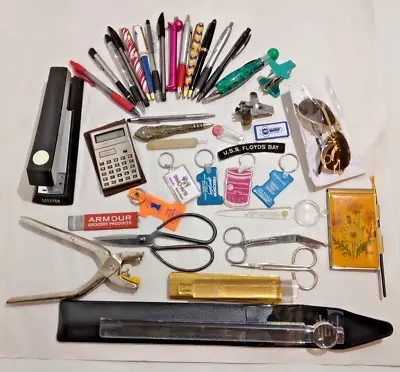 Vintage Pens Magnifiers Stapler Notepad Scissors Key Chains Letter Opener & More • $6