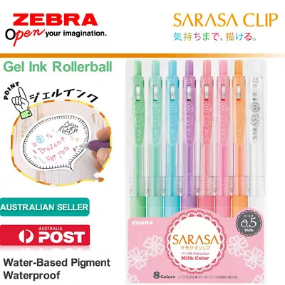 Zebra Sarasa Clip 0.5mm Ballpoint Gel Pens JJ15-8C-MK Rollerball 8Milk Color Set • $17.88