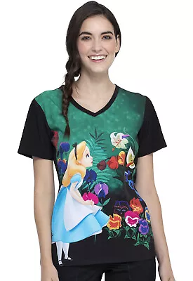 Cherokee Tooniforms Women's Disney Print V-Neck Scrub Top - TF627 • $19.50