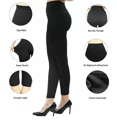 £9.99 • Buy Fleece Thermal Leggings Ladies High Waist Tummy Control Thick Warm Winter Lined 
