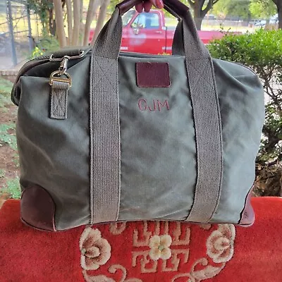 $50 • Buy Vtg 1980s Lands End Square Rigger Green Canvas Leather Large Travel Bag