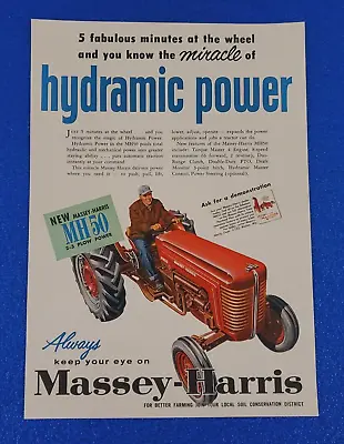 1956 Massey-harris New Mh50 2-3 Plow Power Tractor Hydramic Original Print Ad • $14.99
