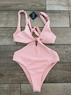 Bnwt Zaful Swimming Costume Uk 10 Twist Textured Cut Out  Like Bikini • £10.99