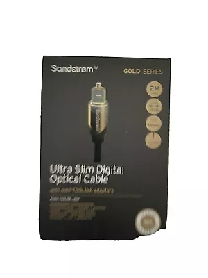 Sandstrom Ultra Slim Digital Optical Cable With Mini-toslink Adaptors - 2M. • £16.99