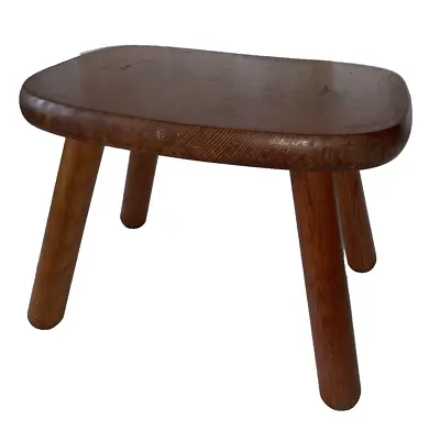 Vintage Foot Stool Wooden Rustic Useful Handmade 10” Tall Brown • $38