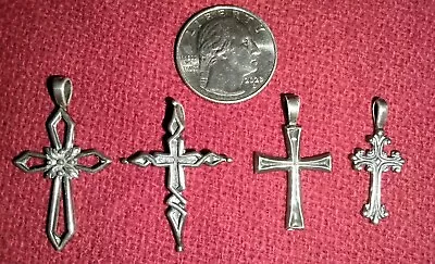 Vintage Sterling Silver Cross Pendant Collection 4 Different Styles & Sizes 9g • $28