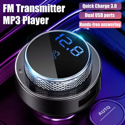 Bluetooth 5.0 Wireless Car FM Transmitter MP3 Charger USB Car Cigarette Lighter • £12.67