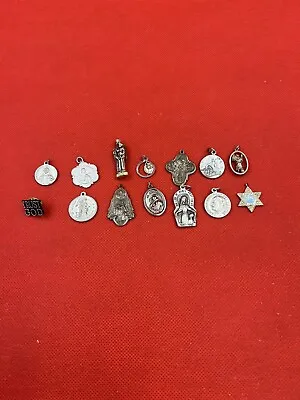 Vintage Religious Charms Pendants Metal Mary Jesus Saint Christopher Lot Of 14 • $13.95