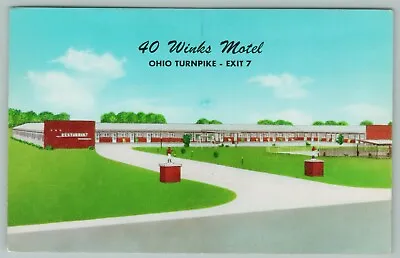 Milan Ohio~40 Winks Motel~Artist Conception~Ultra-Modern~Pool~Restaurant~1950s • $9