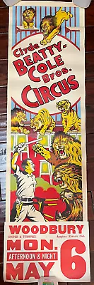Original Vintage CIRCUS Poster - CLYDE BEATTY COLE BROS. - Lion Tamer - 1957 • $91.03