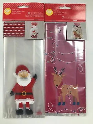* 🎅Santa And Reindeer Christmas Treat Bags Includes Ties - Packs Of 20 Or 40🎄 • £2.42