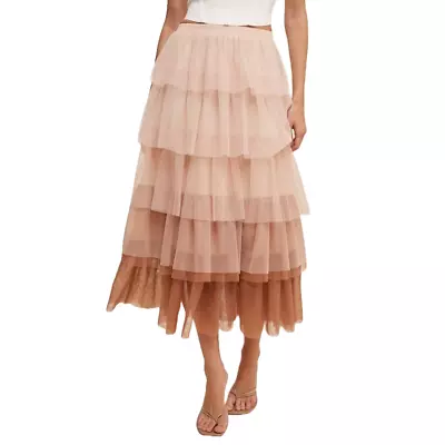 Listicle Ladies Gradient Style Tiered Mesh Tulle Maxi Skirt LSK0224 • $39.95