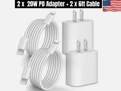 2PCS 20W Changer With 2-Pack 6ft Fast Charger Compatible With IPhone 14/13/12/11 • $12.99