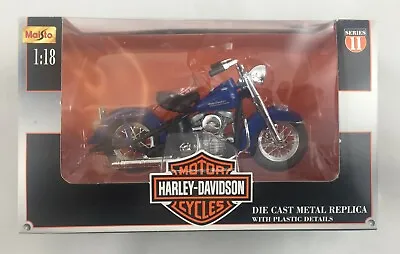 $16.99 • Buy 2001 Maisto Harley Davidson 1:18 1953 74 FL Hydra Glide Motorcycle Blue Diecast