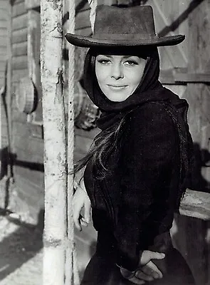 1968 Original Photo Pinup Michele Mercier Models Cowboy Hat Fashion In Film Role • $18.88