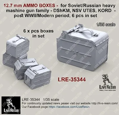 Live Resin 1/35 #35344 Soviet/Russian 12.7mm Ammo Boxes  Post WWII & Modern  • $22.28