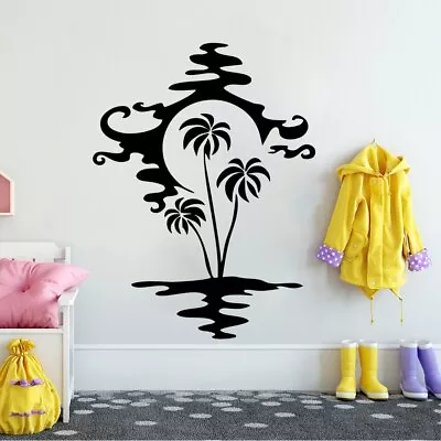 Modern Palm Tree Beach Wall Sticker Bedroom Wall Decal Office Vinyl Home Decor • $8.79