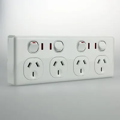 4 Gang Quad Double Pole GPO With NEON Indicator Outlet 10 Amp Power Point Socket • $21