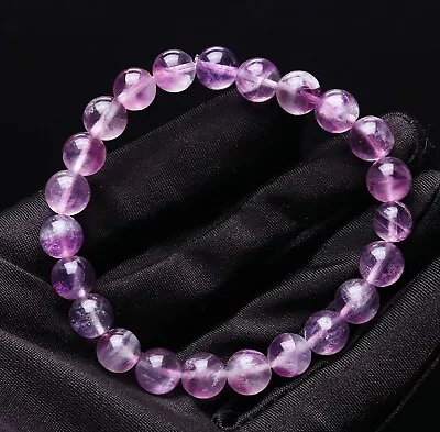 8.5mm Natural  Purple Fluorite Quartz Crystal Gemstone Beads Bracelet • $0.01